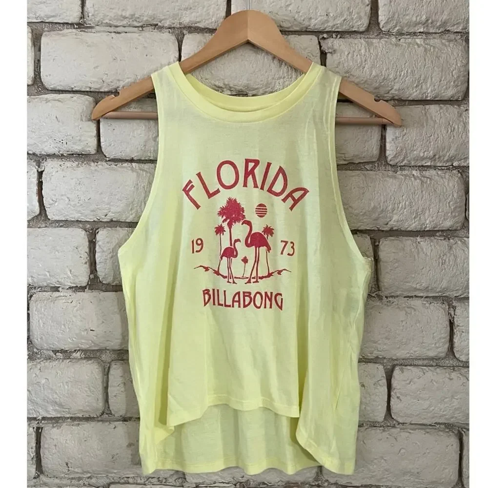 Billabong Florida 1973 Graphic Tank Top - Pale Yellow - Size XS